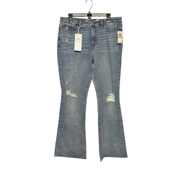 Seven7 Felicity High Rise Slim Flare Jeans Women's 12  Light Wash Stretch Denim - Picture 1 of 13